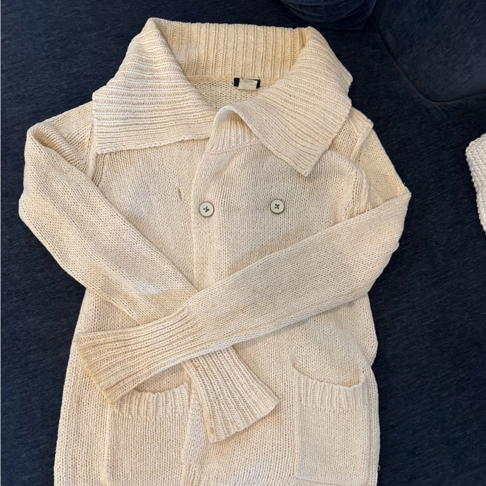 J. Crew Cream Double-Button Knit Cardigan
